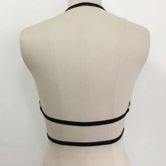 Black Strappy Hollow Out Cage Bra Harness Bralette - Picture 3 of 3
